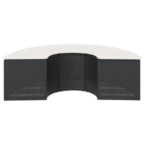 Poggiapiedi da Giardino con Cuscino in Polyrattan Nero 369087