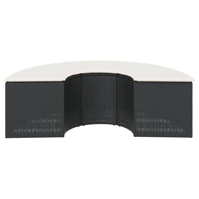 vidaXL Poggiapiedi da Giardino con Cuscino in Polyrattan Nero