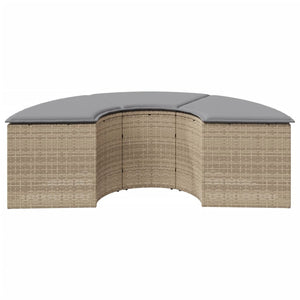 Poggiapiedi da Giardino con Cuscino Beige in Polyrattan 369089