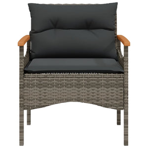 Set Divani da Giardino 4 pz con Cuscini in Polyrattan Grigio