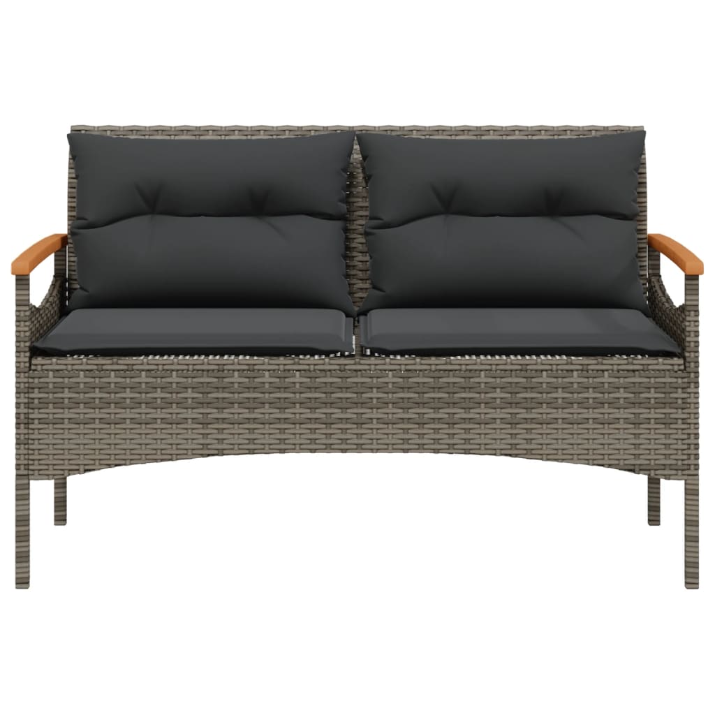 Panchina Giardino con Cuscini 116x62,5x74 cm Grigia Polyrattan