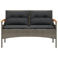 Panchina Giardino con Cuscini 116x62,5x74 cm Grigia Polyrattan