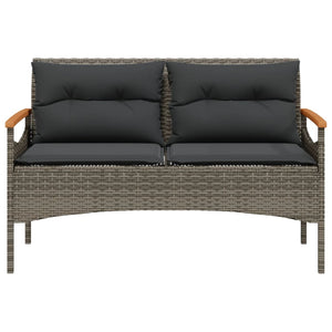 Panchina Giardino con Cuscini 116x62,5x74 cm Grigia Polyrattan