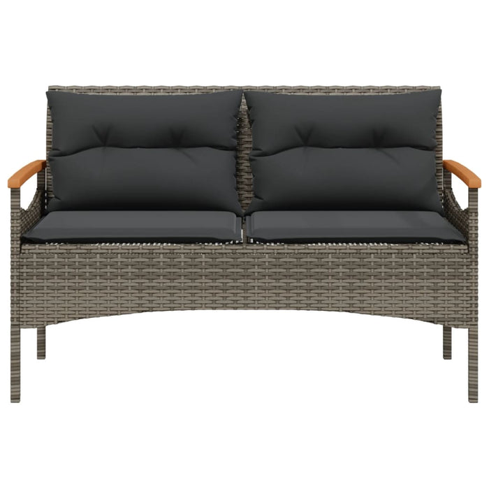 Panchina Giardino con Cuscini 116x62,5x74 cm Grigia Polyrattan