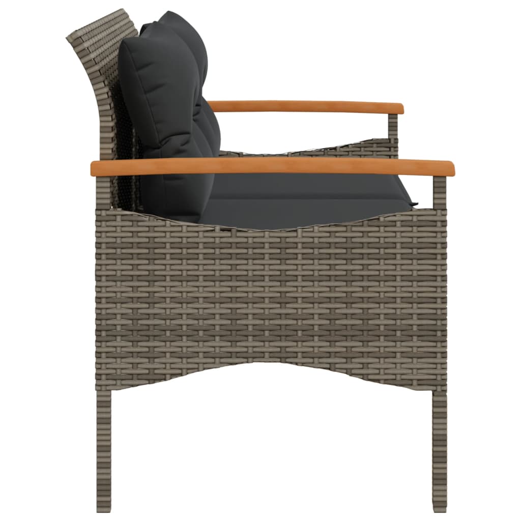 Panchina Giardino con Cuscini 116x62,5x74 cm Grigia Polyrattan 368402