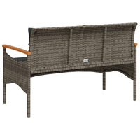 Panchina Giardino con Cuscini 116x62,5x74 cm Grigia Polyrattan 368402