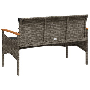 Panchina Giardino con Cuscini 116x62,5x74 cm Grigia Polyrattan 368402