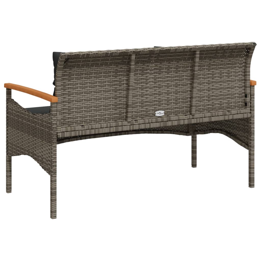 Panchina Giardino con Cuscini 116x62,5x74 cm Grigia Polyrattan
