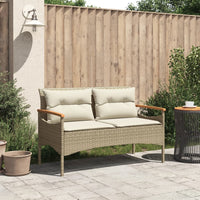 Panchina da Giardino con Cuscini 116x62,5x74cm Beige Polyrattan 368403