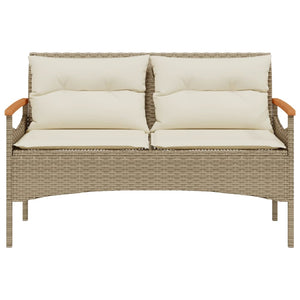 Panchina da Giardino con Cuscini 116x62,5x74cm Beige Polyrattan 368403