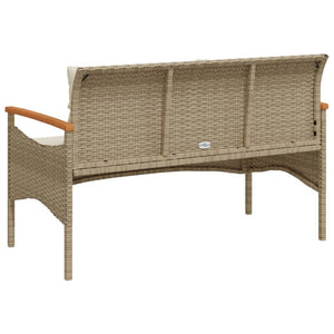 Panchina da Giardino con Cuscini 116x62,5x74cm Beige Polyrattan 368403
