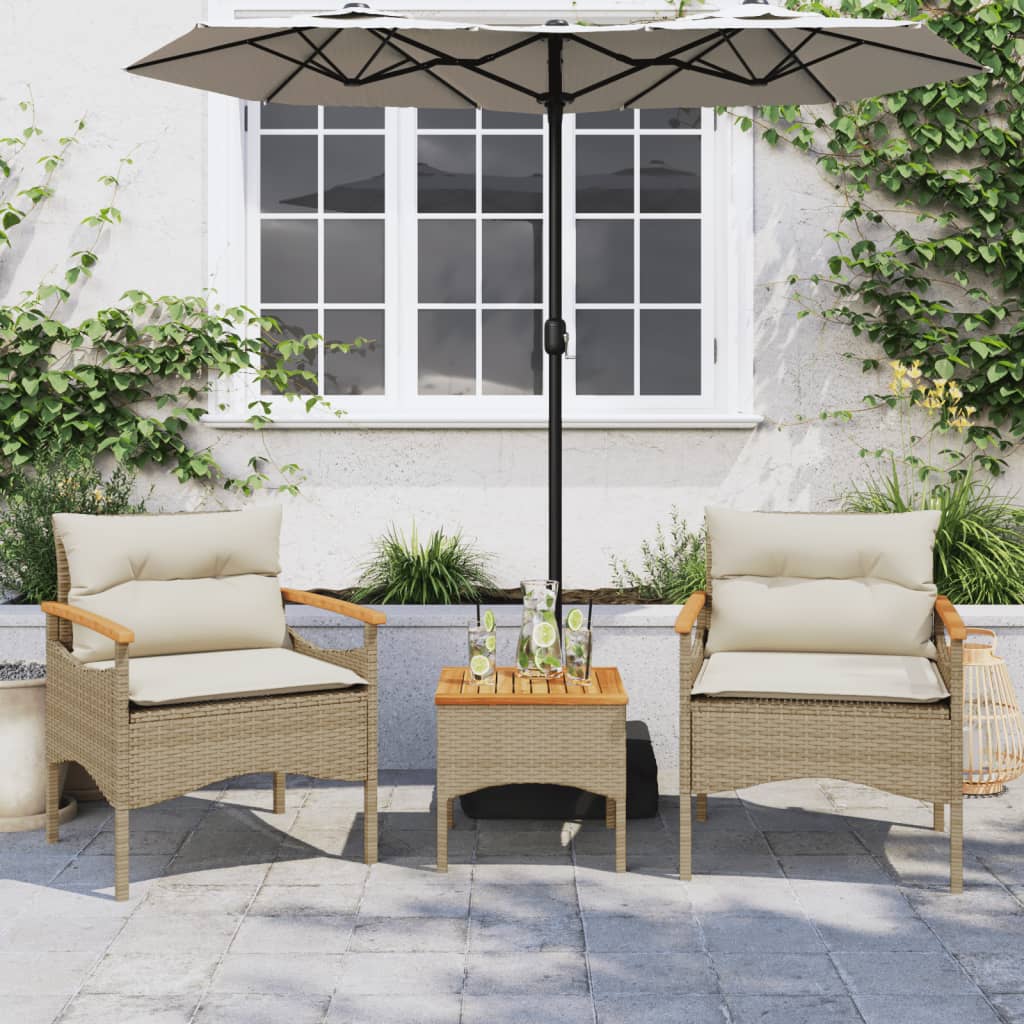Set Divano da Giardino 3 pz con Cuscini-Sofa da Giardino-Divanetto da esterno Beige in Polyrattan 263188