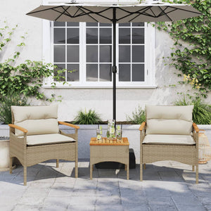 Set Divano da Giardino 3 pz con Cuscini-Sofa da Giardino-Divanetto da esterno Beige in Polyrattan 263188