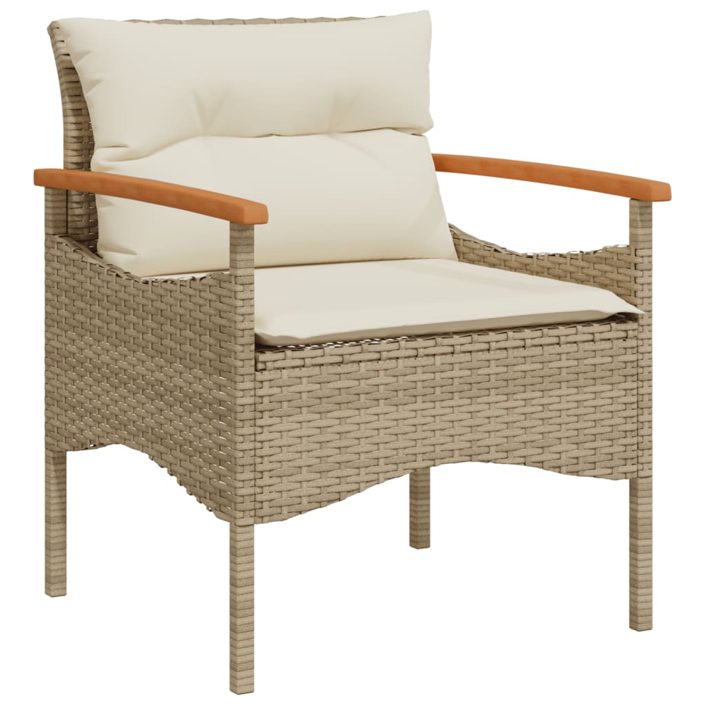 Set Divano da Giardino 3 pz con Cuscini-Sofa da Giardino-Divanetto da esterno Beige in Polyrattan 263188