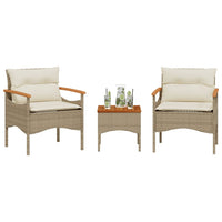 Set Divano da Giardino 3 pz con Cuscini-Sofa da Giardino-Divanetto da esterno Beige in Polyrattan 263188