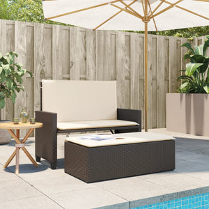 Panca da Giardino con Cuscini e Poggiapiedi Marrone Polyrattan 368408