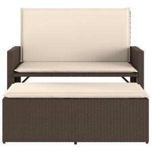Panca da Giardino con Cuscini e Poggiapiedi Marrone Polyrattan 368408