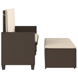 Panca da Giardino con Cuscini e Poggiapiedi Marrone Polyrattan 368408