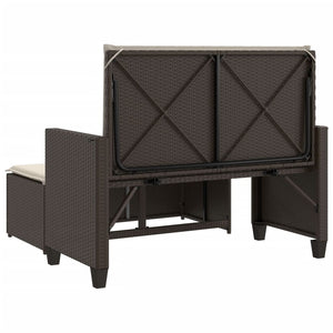 Panca da Giardino con Cuscini e Poggiapiedi Marrone Polyrattan