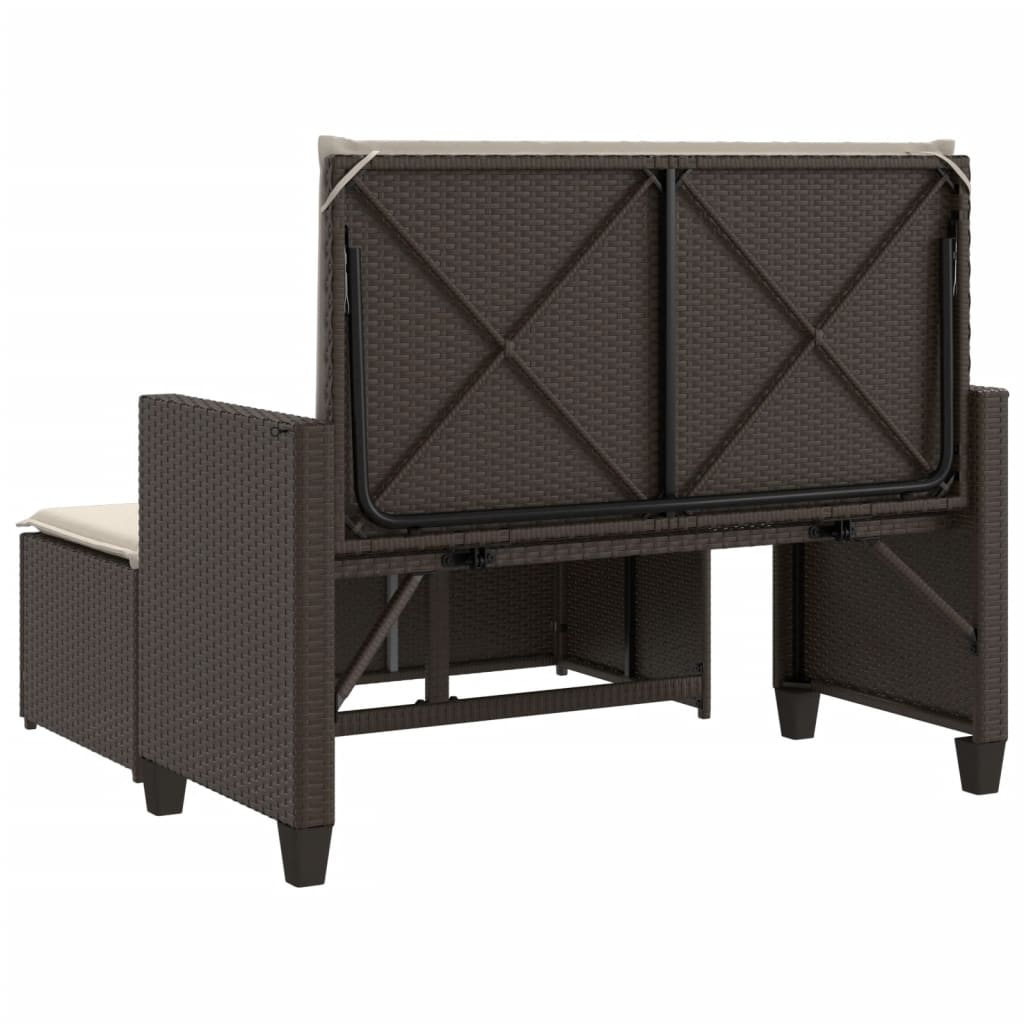 Panca da Giardino con Cuscini e Poggiapiedi Marrone Polyrattan 368408