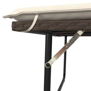 Panca da Giardino con Cuscini e Poggiapiedi Marrone Polyrattan