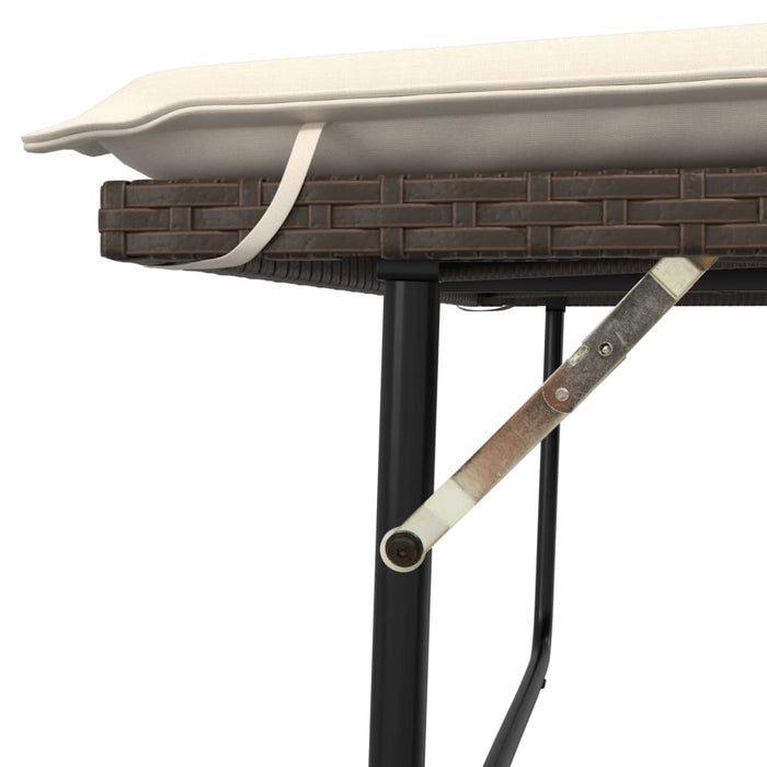 Panca da Giardino con Cuscini e Poggiapiedi Marrone Polyrattan