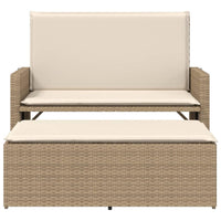 Panca da Giardino con Cuscini e Poggiapiedi Beige in Polyrattan 368411