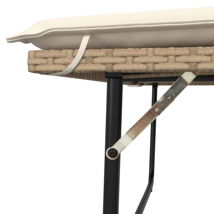Panca da Giardino con Cuscini e Poggiapiedi Beige in Polyrattan 368411