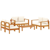 Set Divano da Giardino 5 pz con Cuscini Legno Massello Acacia