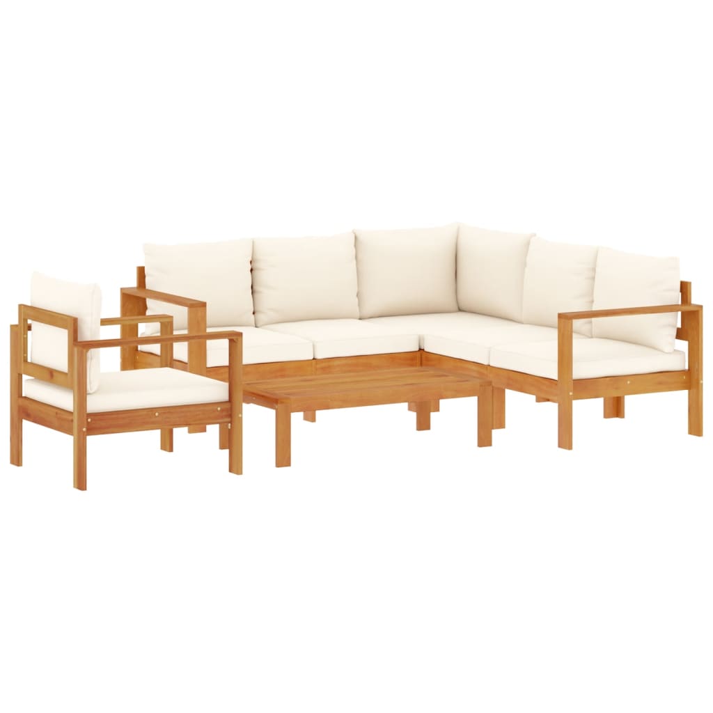 Set Divano da Giardino 5 pz con Cuscini Legno Massello Acacia