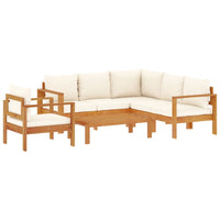 Set Divano da Giardino 5 pz con Cuscini Legno Massello Acacia