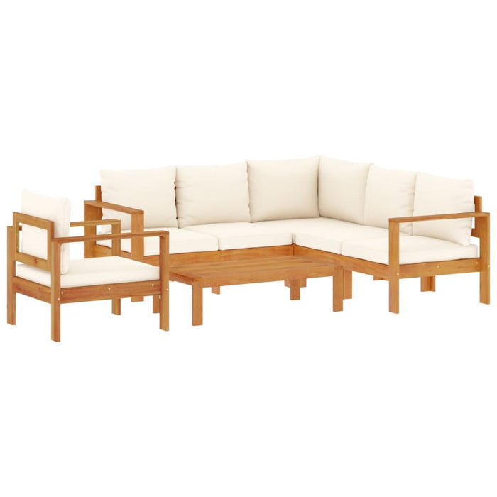 Set Divano da Giardino 5 pz con Cuscini Legno Massello Acacia