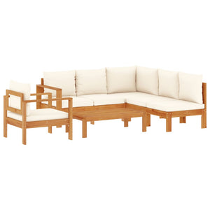 Set Divano da Giardino 5 pz con Cuscini Legno Massello Acacia