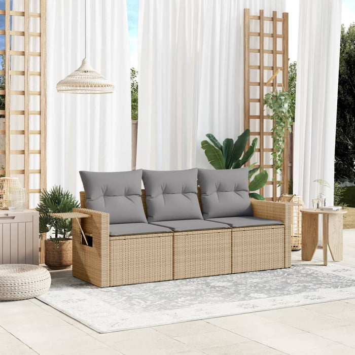 Set Divano da Giardino 3 pz con Cuscini-Sofa da Giardino-Divanetto da esterno Beige in Polyrattan 451831