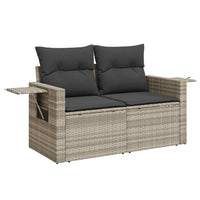 Set Divano da Giardino 3pz con Cuscini Grigio Chiaro Polyrattan