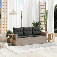 Set Divano da Giardino 3pz con Cuscini-Sofa da Giardino-Divanetto da esterno Grigio Chiaro Polyrattan 172674