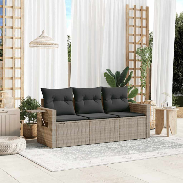 Set Divano da Giardino 3pz con Cuscini-Sofa da Giardino-Divanetto da esterno Grigio Chiaro Polyrattan 172674
