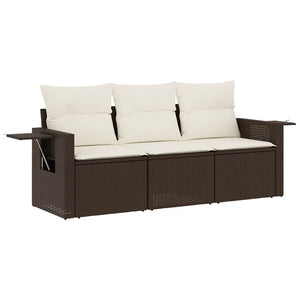 Set Divano da Giardino 3 pz con Cuscini-Sofa da Giardino-Divanetto da esterno Marrone in Polyrattan 734745