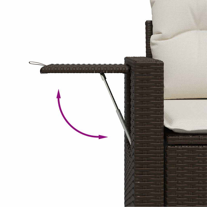 Set Divano da Giardino 3 pz con Cuscini-Sofa da Giardino-Divanetto da esterno Marrone in Polyrattan 734745
