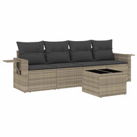 Set Divano da Giardino 5pz con Cuscini-Sofa da Giardino-Divanetto da esterno Grigio Chiaro Polyrattan 766506