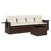 Set Divano da Giardino 5 pz con Cuscini-Sofa da Giardino-Divanetto da esterno Marrone in Polyrattan 121480