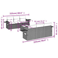 Set Divani da Giardino 7pz con Cuscini Grigio Chiaro Polyrattan