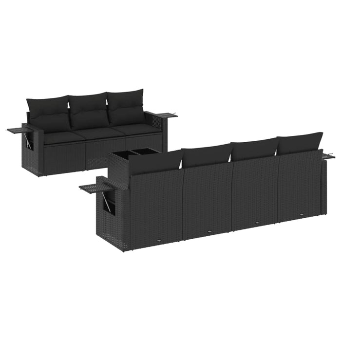 Set Divani da Giardino con Cuscini 8 pz Nero in Polyrattan 3219924