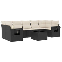 Set Divani da Giardino con Cuscini 8 pz Nero in Polyrattan 3219935