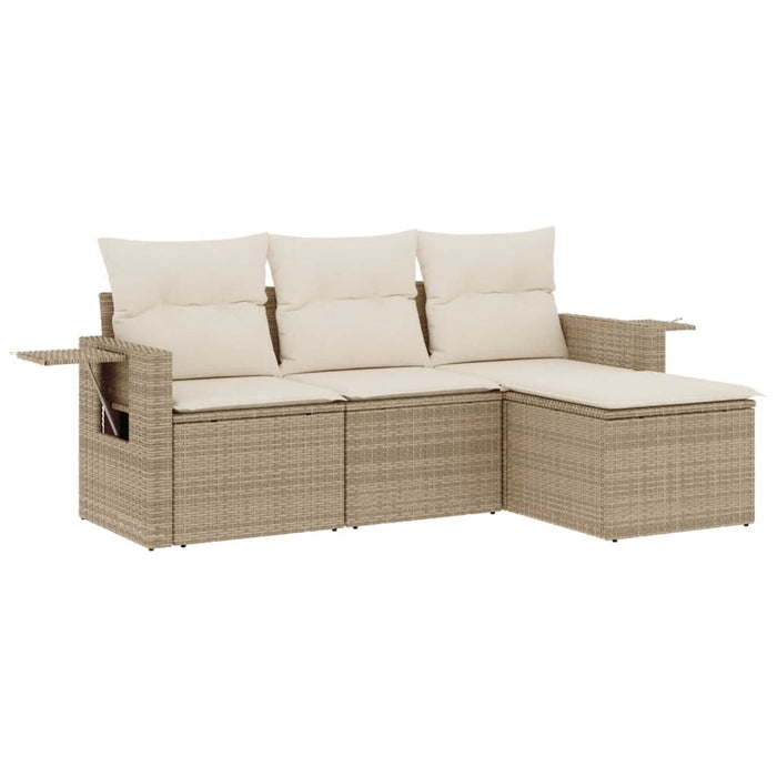 Set Divano da Giardino 4 pz con Cuscini Beige in Polyrattan 3220067