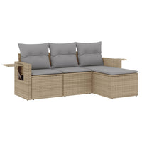 Set Divano da Giardino 4 pz con Cuscini-Sofa da Giardino-Divanetto da esterno Beige in Polyrattan 975705