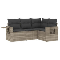 Set Divano da Giardino 4 pz con Cuscini-Sofa da Giardino-Divanetto da esterno Grigio Chiaro Polyrattan 902873