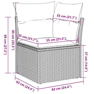 Set Divano da Giardino 4 pz con Cuscini Marrone in Polyrattan