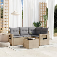 Set Divano da Giardino 5 pz con Cuscini-Sofa da Giardino-Divanetto da esterno Beige in Polyrattan 270760