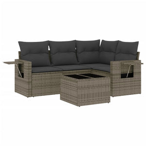 Set Divano da Giardino 5 pz con Cuscini-Sofa da Giardino-Divanetto da esterno Grigio in Polyrattan 986443